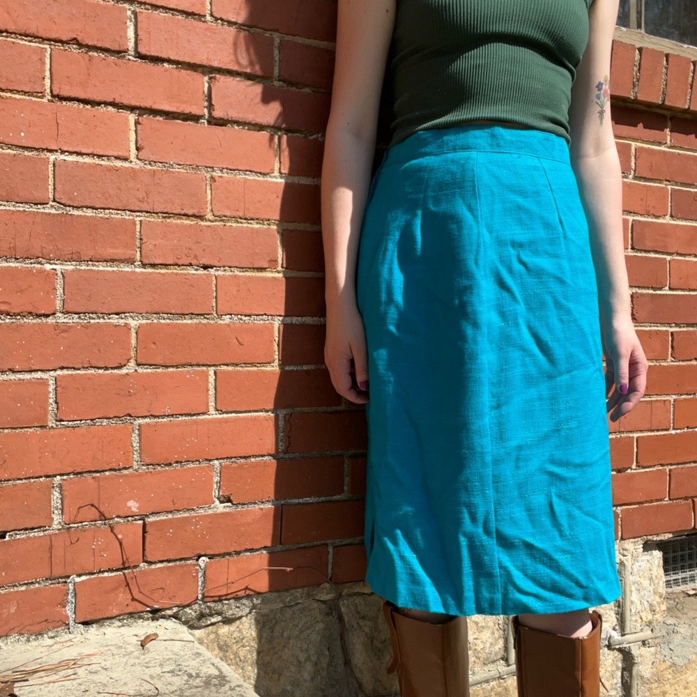 Norton McNaughton Teal Midi Skirt